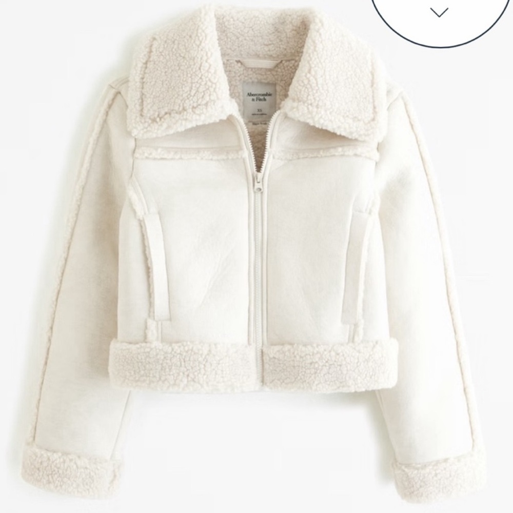 Abercrombie Cropped Vegan Suede Sherpa Jacket